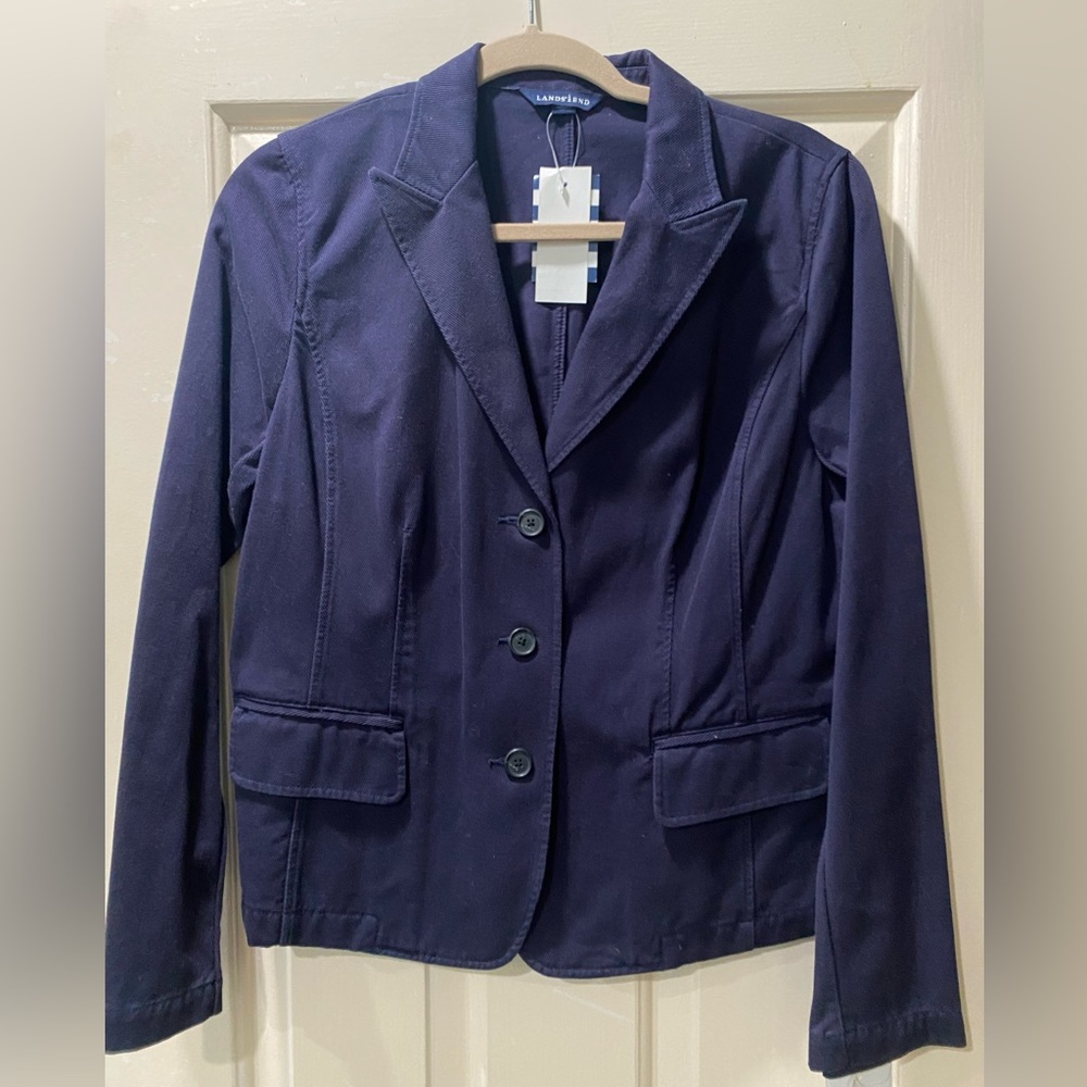 Land’s End Navy Blue baumwolle cotton women’s blazer 12P